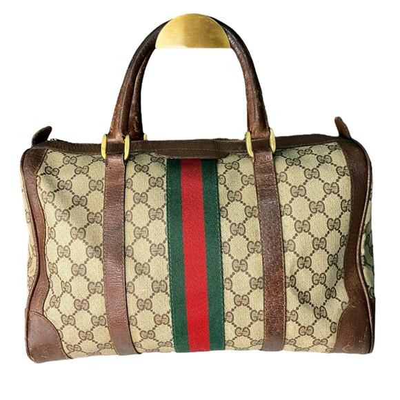 Vintage GUCCI Boston Bag Sherry Line Brown - Picture 2 of 8
